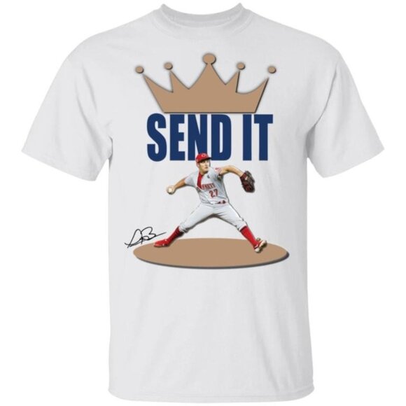Trevor Bauer Send It Baseball Pitcher Meme Sports Fan Statement Graphic T-Shirt - Picture 1 of 5